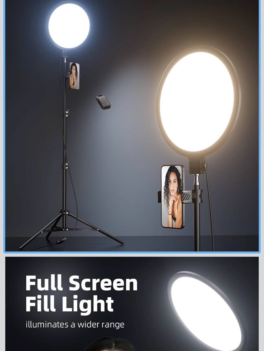 LED Ring Fill Light with Phone Holder and Tripod - White